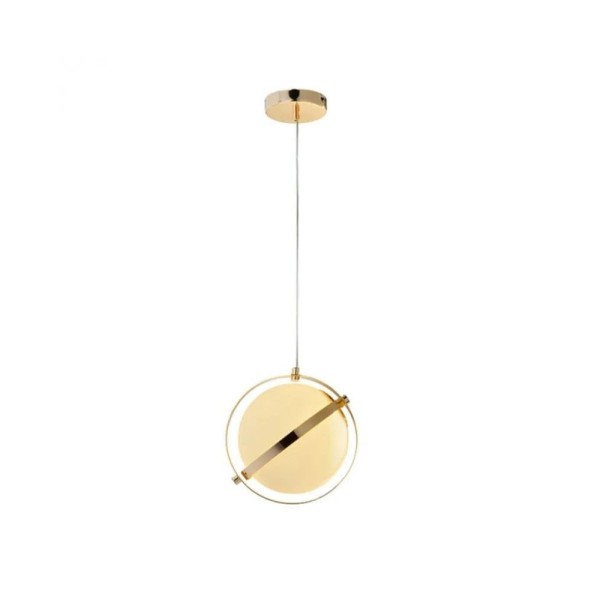 Pendente 1XG9 Metal E Vidro Dourado Com Branco Moon Hevvy