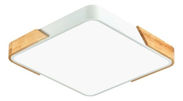 Plafon Quadrado LED 30/60W 3000/4000/6000K Branco Com Madeira Hevvy