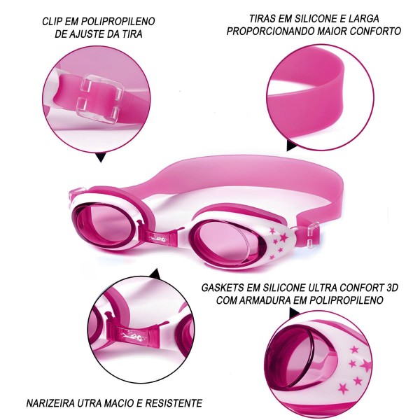 Encontraproduto.com.br - Oculos De Natação Gold Sports Little Bubble Star - de 4 a 10 anos