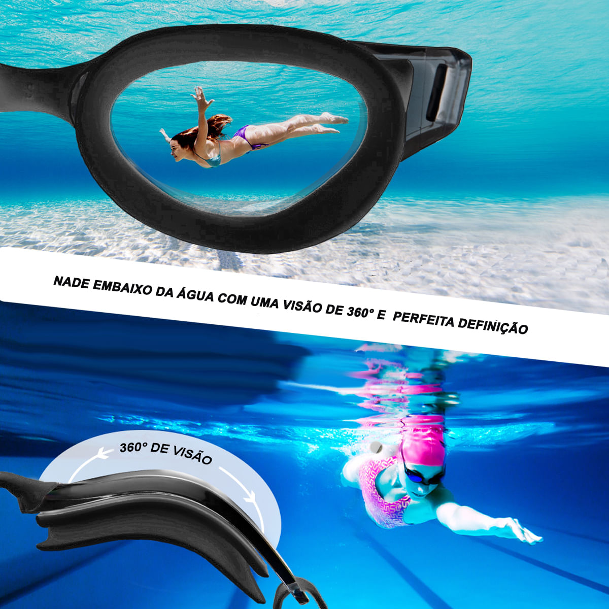 Encontraproduto.com.br - Óculos de Natação Gold Sports Snake Performance 5.0 - Lentes Clear HD