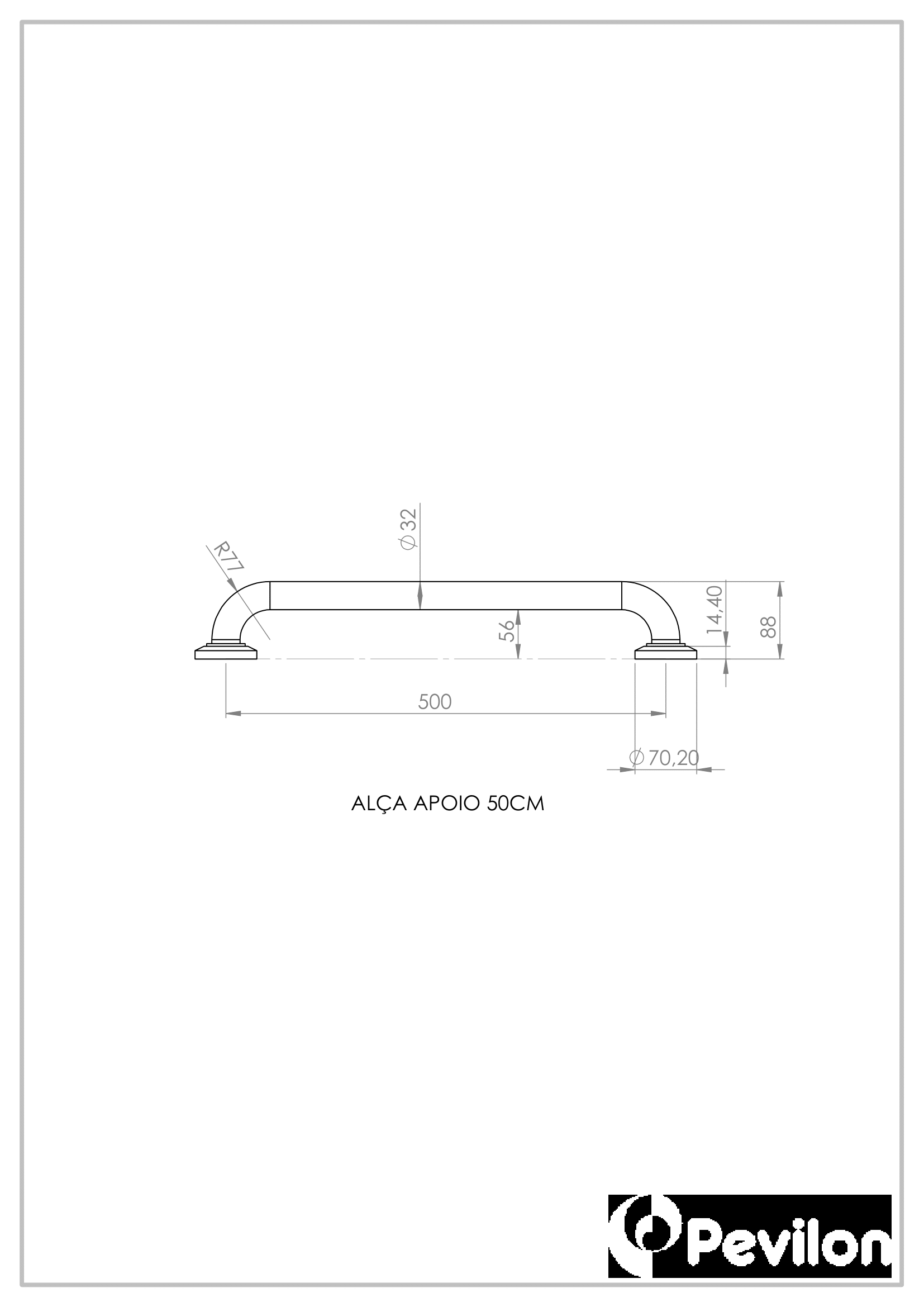 Encontraproduto.com.br - Barra De Apoio Reta  50 Cm Aluminio Soft 1.1/4 Pne/pcd - Pevilon