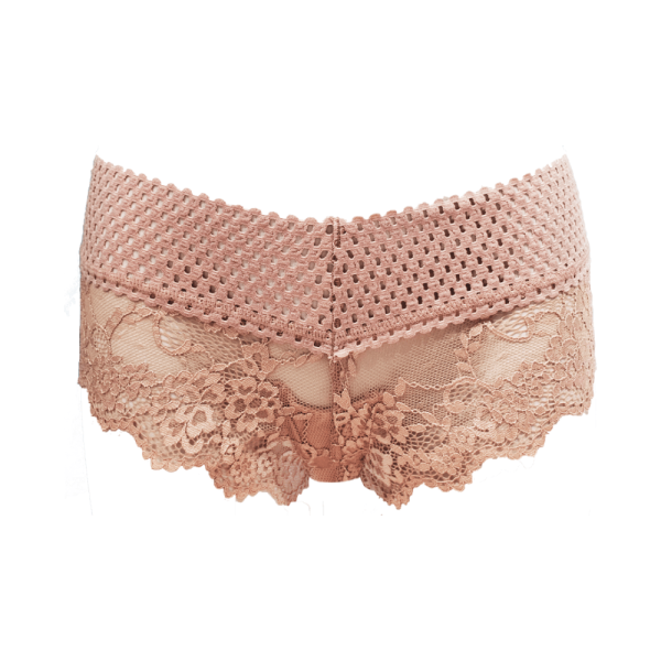 Encontraproduto.com.br - Calcinha Caleçon em Renda com Cós Tela Nude