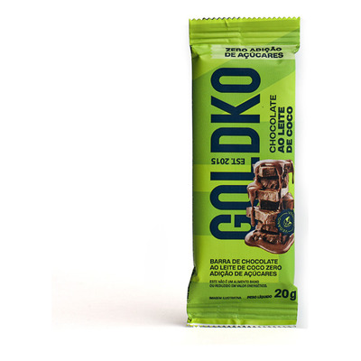 Tablete De Chocolate Goldko 60% Cacau Ao Leite De Coco 20g
