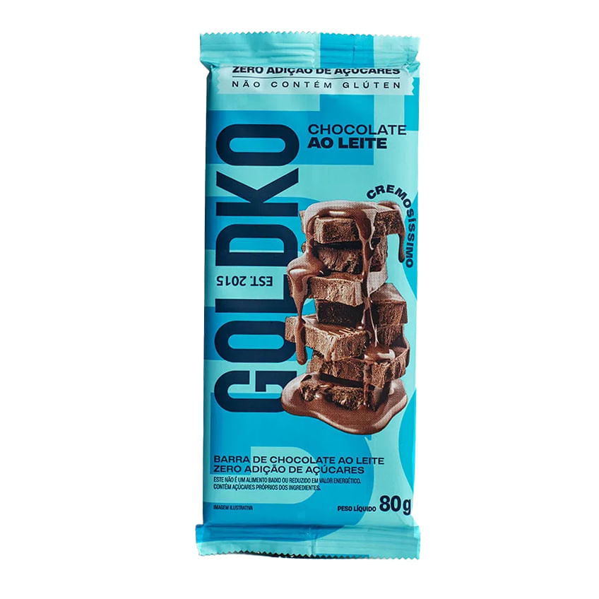 Chocolate Goldko Ao Leite Zero Açúcar Pacote 80g