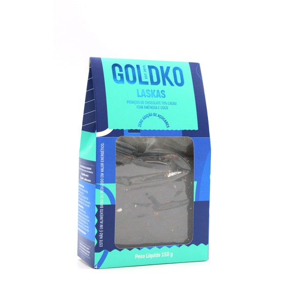 Laskas de Chocolate 70% Cacau com Amêndoa e Coco Goldko 150g