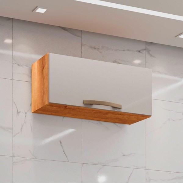 Armário Aéreo De Geladeira Valencia 1 Porta Salleto Cinamomo Com Off White