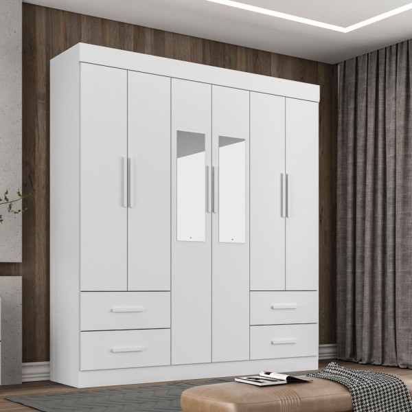 Encontraproduto.com.br - Guarda Roupa Com Espelho 6 Portas 4 Gavetas New Verona Sallêto Cor:cinamomo