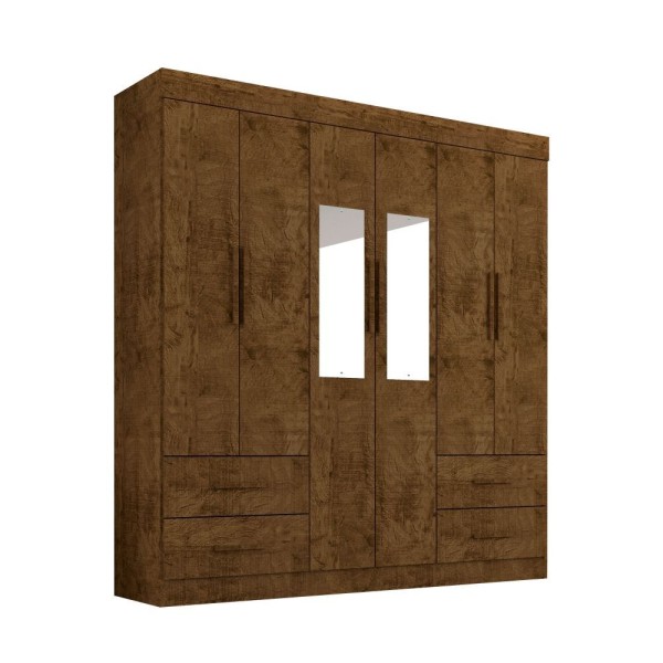 Encontraproduto.com.br - Guarda Roupa Com Espelho 6 Portas 4 Gavetas New Verona Sallêto Cor:cinamomo