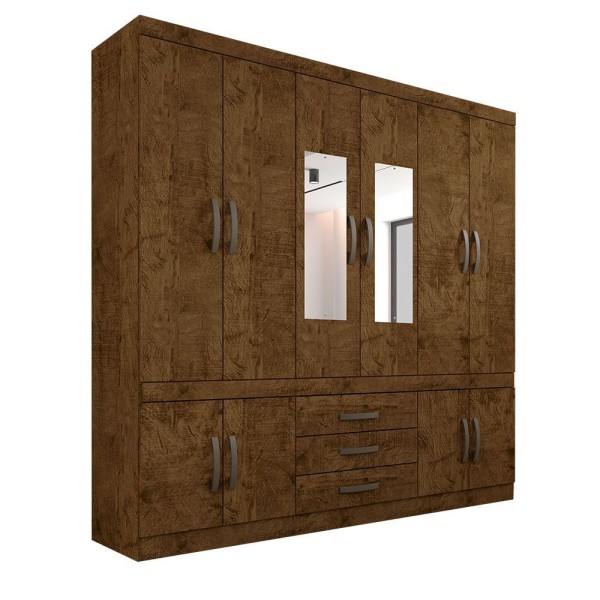 Encontraproduto.com.br - Roupeiro New Parma Em Mdp Com Espelho E 10 Portas Sallêto Ipe