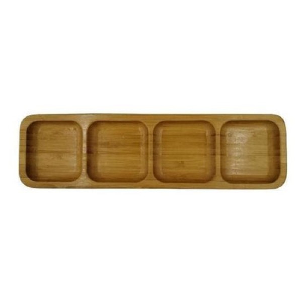 Petisqueira Retangular em Bambu 4 Espaços Dolce Home