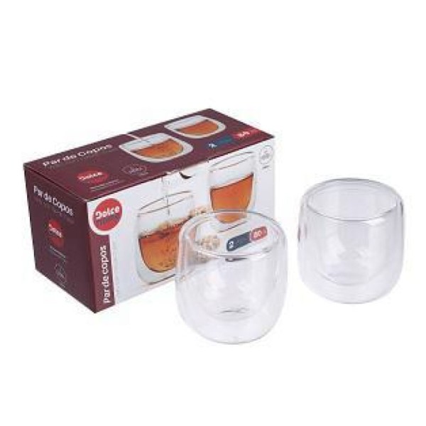 Encontraproduto.com.br - Copo de Vidro Duplo Expresso 80ml 2 Peças D0900