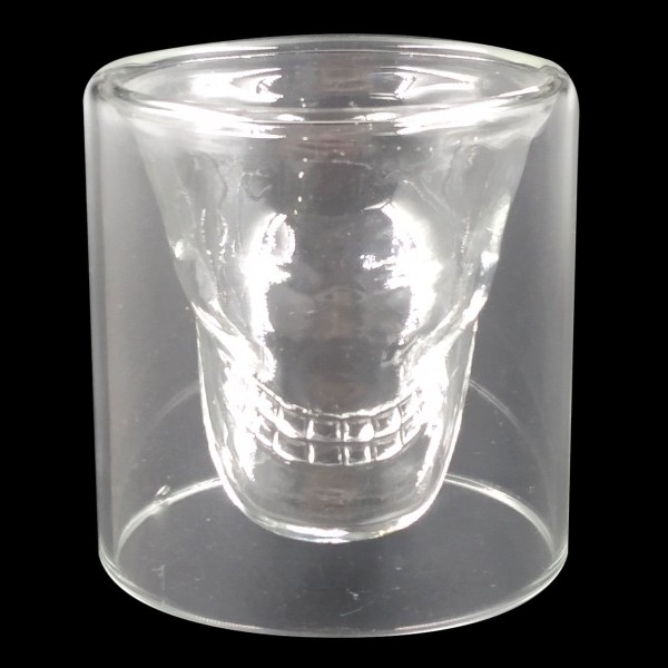 Encontraproduto.com.br - Conjunto de Copos Caveira 2 Peças 75ml em Vidro Parede Dupla Dolce Home