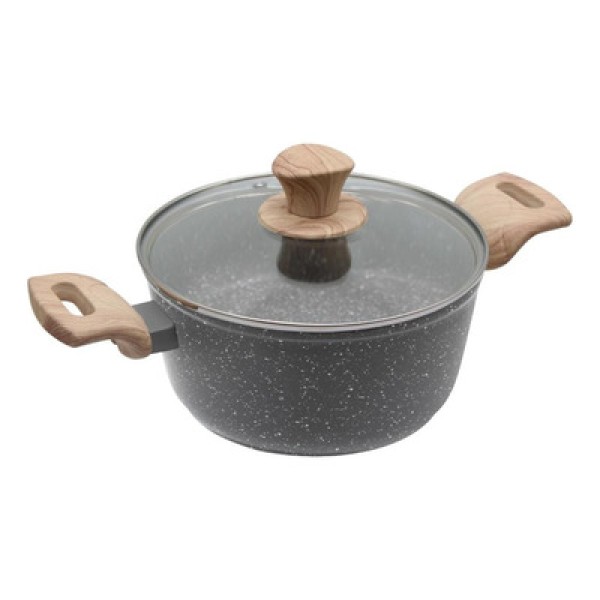 Encontraproduto.com.br - Caçarola Cerâmica Indução Fundo Triplo Com Tampa Cinza 2,4L D1448