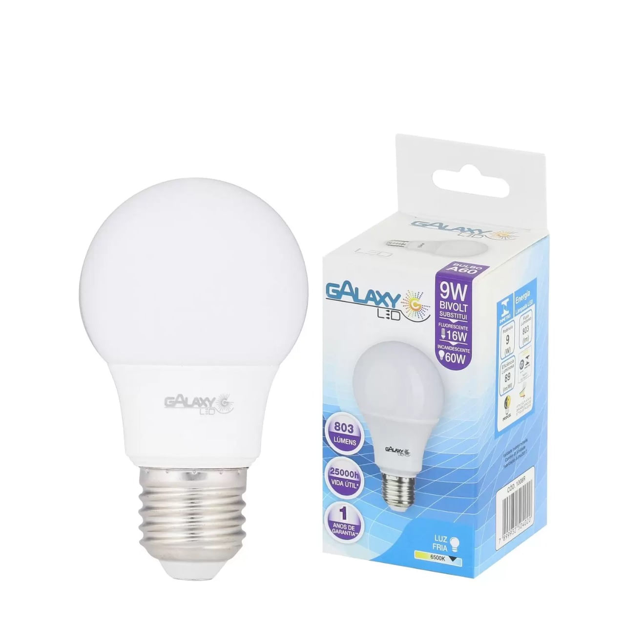 Encontraproduto.com.br - Lampada Bulbo LED A60 9W X 6500K - Galaxy