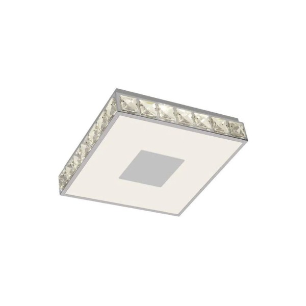 Plafon Quadrado Led 12W 4000K Luz Neutra Cromado E Cristal Ay20512 Atena Ayla