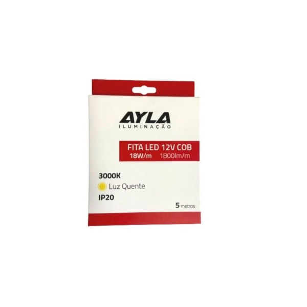 Encontraproduto.com.br - Fita LED 12V 18W/M 1800 Lúmens/M Interna IP20 - Rolo Com 5 Metros Ayla (COB)
