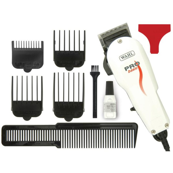Encontraproduto.com.br - Máquina De Cortar Cabelo Wahl Profissional Basic Com 8 Pentes De Corte 110V