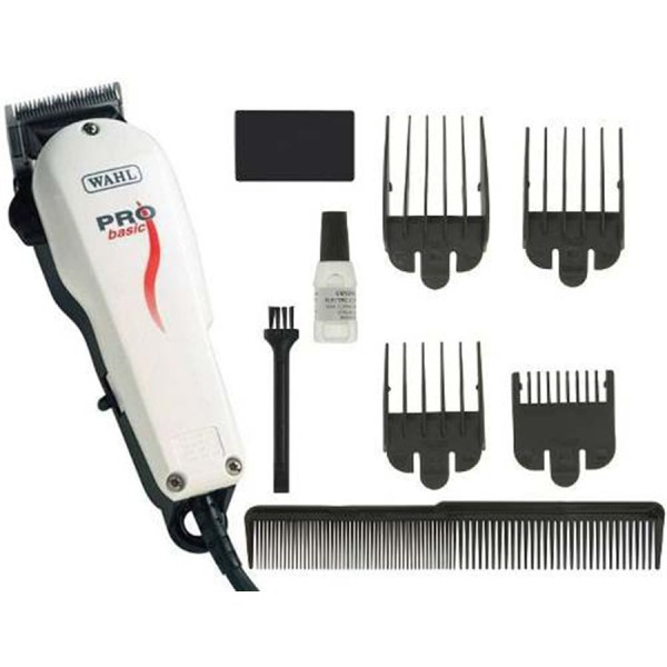 Encontraproduto.com.br - Máquina De Cortar Cabelo Wahl Profissional Basic Com 8 Pentes De Corte 110V