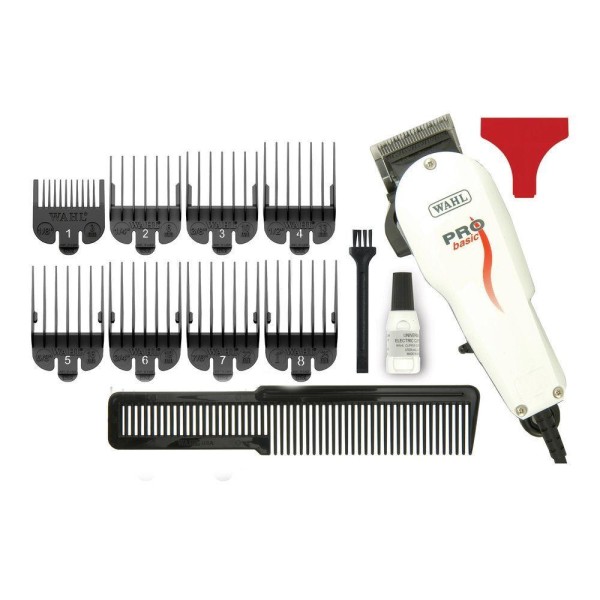 Encontraproduto.com.br - Máquina De Cortar Cabelo Wahl Profissional Basic Com 8 Pentes De Corte 110V