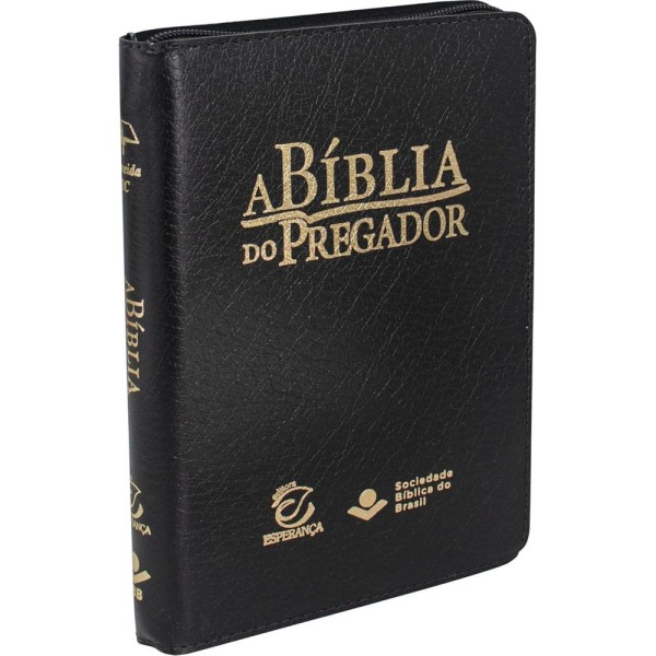 Encontraproduto.com.br - Biblia Do Pregador Media - Letra Normal - Preta Com Ziper