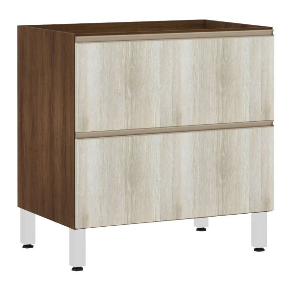 Balcão Sem Tampo 80cm Misto Basculante Jade Com Legno Crema