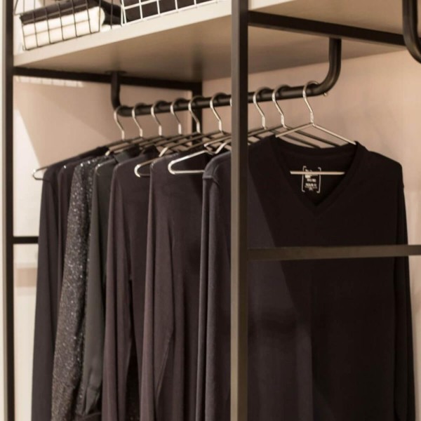 Encontraproduto.com.br - Suporte Tubo Para Cabides Arara Cabideiro 73cm De Teto Closet Masutti Preto