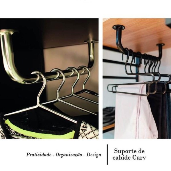 Encontraproduto.com.br - Suporte Tubo Para Cabides Arara Cabideiro 73cm De Teto Closet Masutti Preto