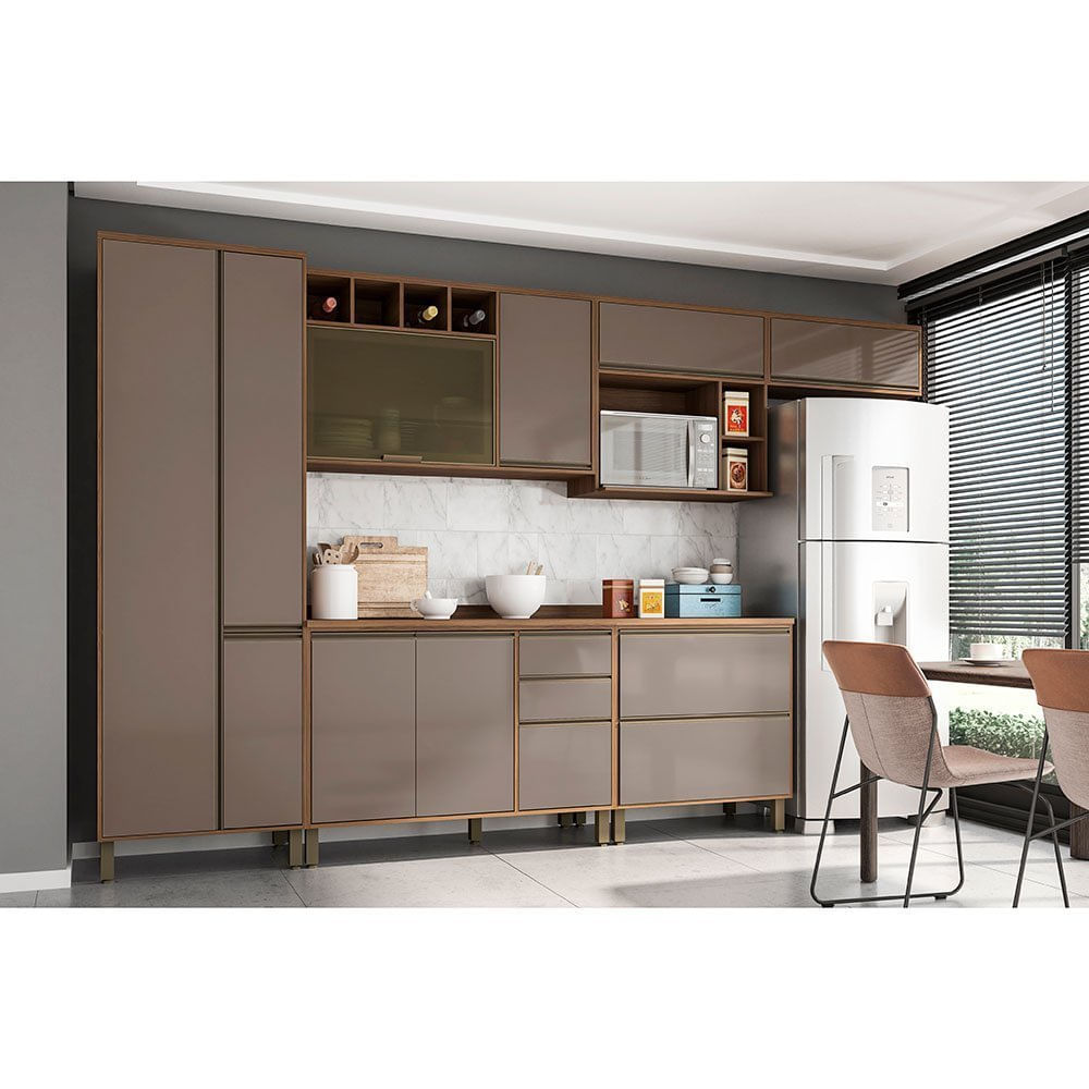 Encontraproduto.com.br - Armário Aéreo 120cm Luciane Yara 2 Portas Vidro Nicho Garrafeiro 1311