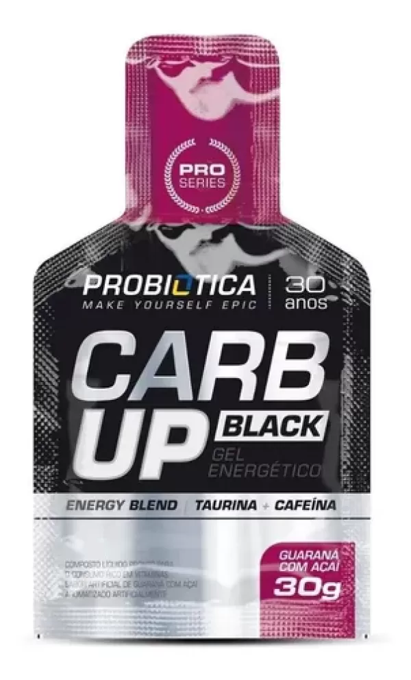 Suplemento Energético Gel Guaraná com Açaí Probiótica Carb Up Black Sachê 30g