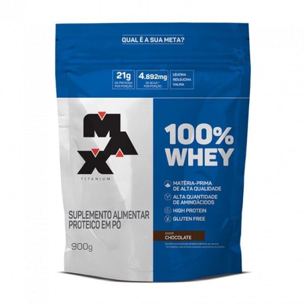 Encontraproduto.com.br - Whey Protein 100% Max Titanium Chocolate 900g Refil