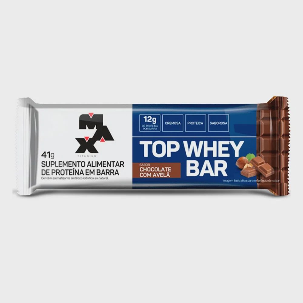 Encontraproduto.com.br - BARRA PROTEINA TOP WHEY MAX TITANIUM CHOCOLATE COM AVELA 41G