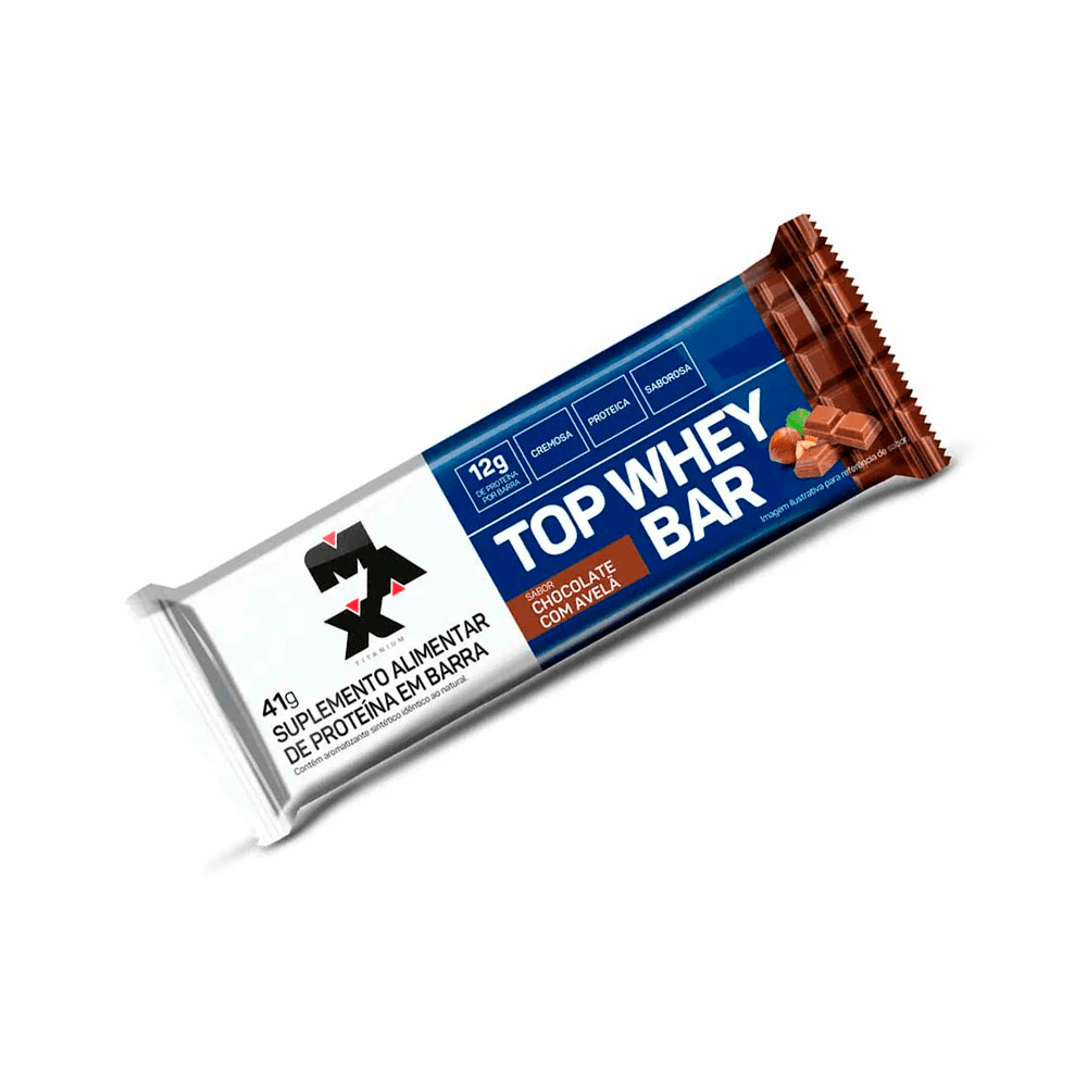 Encontraproduto.com.br - BARRA PROTEINA TOP WHEY MAX TITANIUM CHOCOLATE COM AVELA 41G