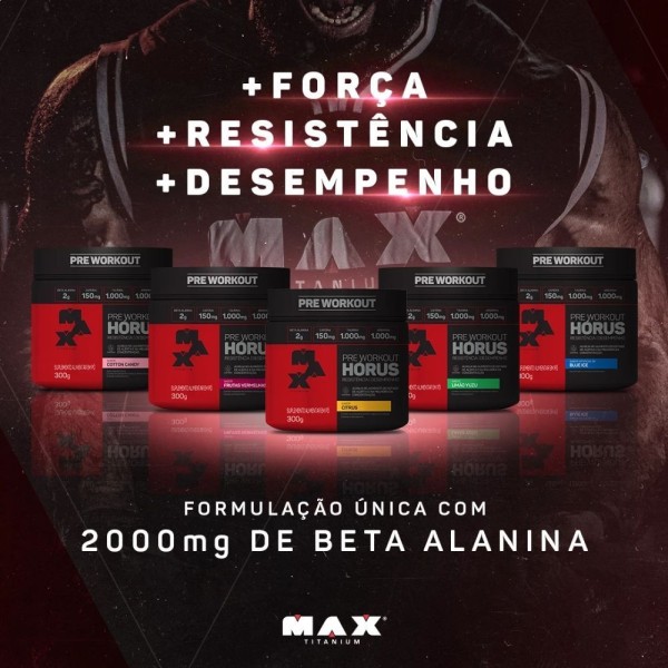 Encontraproduto.com.br - Suplemento Alimentar Pre Workout Horus 300g Max Titanium