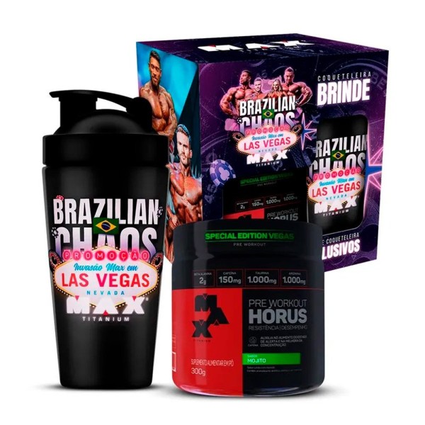 Encontraproduto.com.br - Promopack Horus Invasao Las Vegas Mojito 300G e Coqueteleira Max Titanium