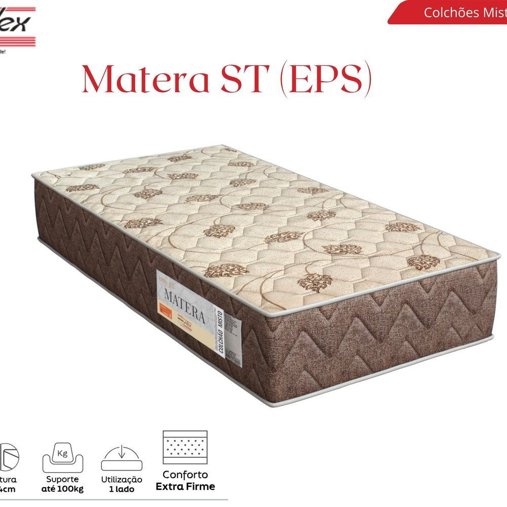 Encontraproduto.com.br - Colchão Solteiro Matera St (eps - D33 Misto Espuma) 24x78x188cm Marrom-bege