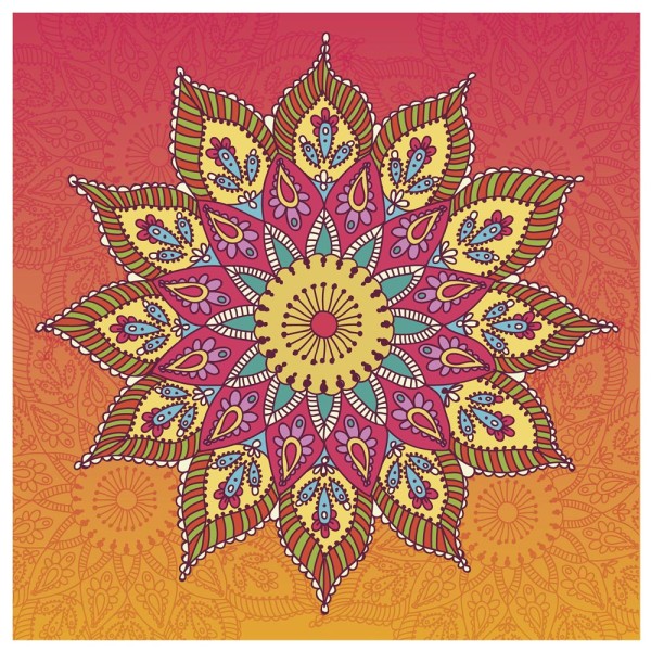 Encontraproduto.com.br - Tecido Quadrado Digital 49 x 49cm - Mandala Colorida Ref:8033