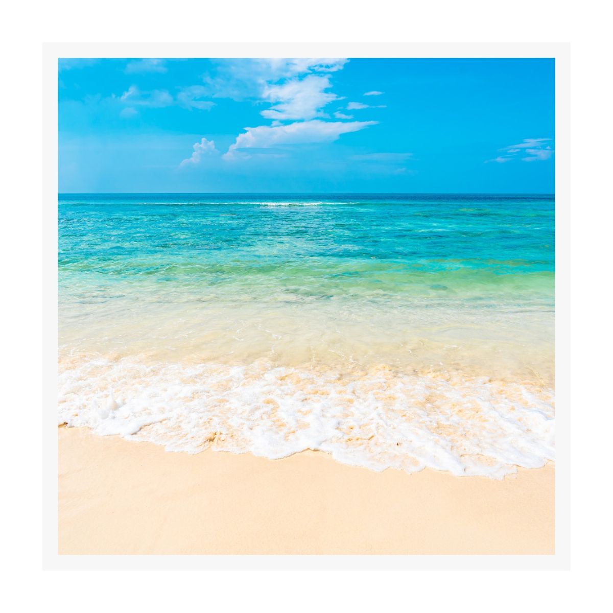 Quadro Com Vidro 75x75cm Praia Paradisíaca Kapos