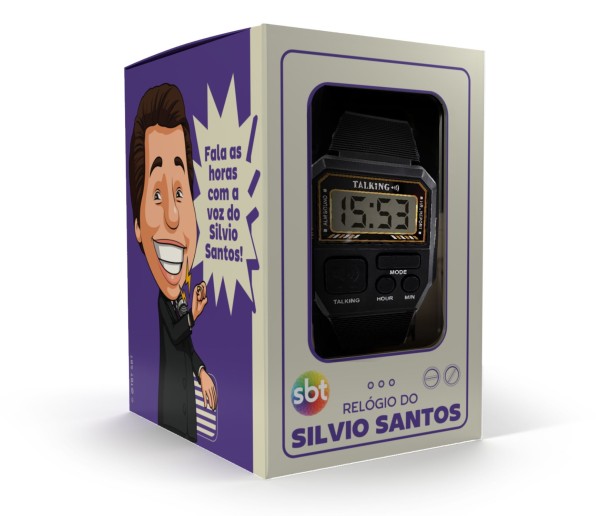 Encontraproduto.com.br - Relógio Digital Com Voz do Silvio Santos Preto F - Edição Exclusiva