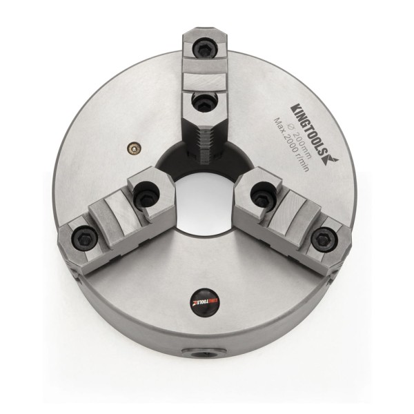 Encontraproduto.com.br - Placa para Torno com 3 Castanhas Sobrepostas Reversíveis Diâmetro 200mm Kingtools 820.035