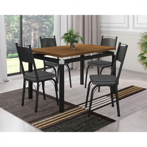 Kit De Mesa Malva Com 4 Cadeiras 91X68 Preto/Andorinha