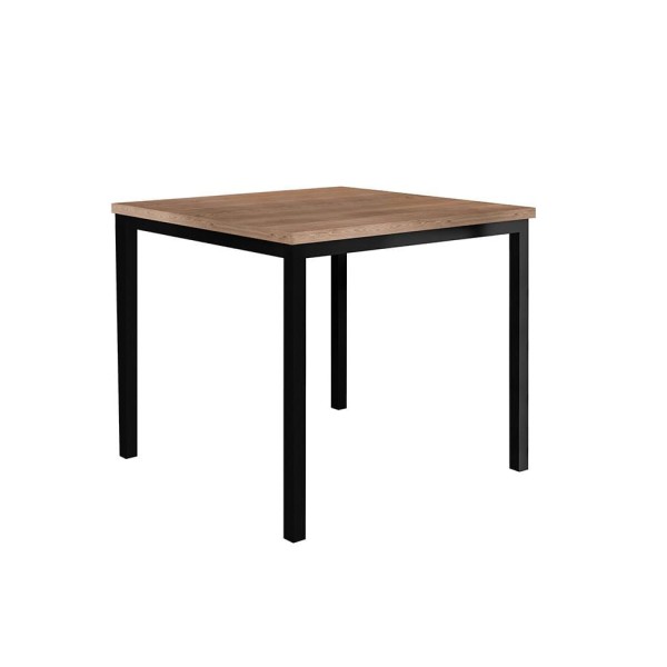 Mesa de Jantar Quadrada com Tampo de MDF Adriana Amadeirado e Preto 90 cm