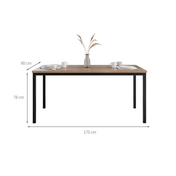 Encontraproduto.com.br - Mesa de Jantar Retangular com Tampo de MDF Adriana Amadeirado e Preto 170 cm