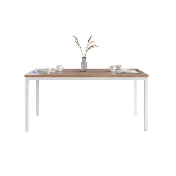 Mesa de Jantar Retangular com Tampo de MDF Adriana Amadeirado e Branco 170 cm