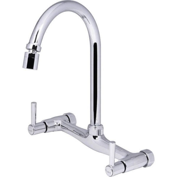 Encontraproduto.com.br - Torneira Para Cozinha Com Misturador Parede Latão Cromado Abertura Rápida C60 Liege