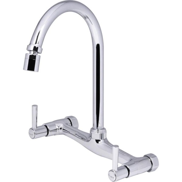 Encontraproduto.com.br - Torneira Para Cozinha Com Misturador Parede Latão Cromado Abertura Rápida C60 Liege