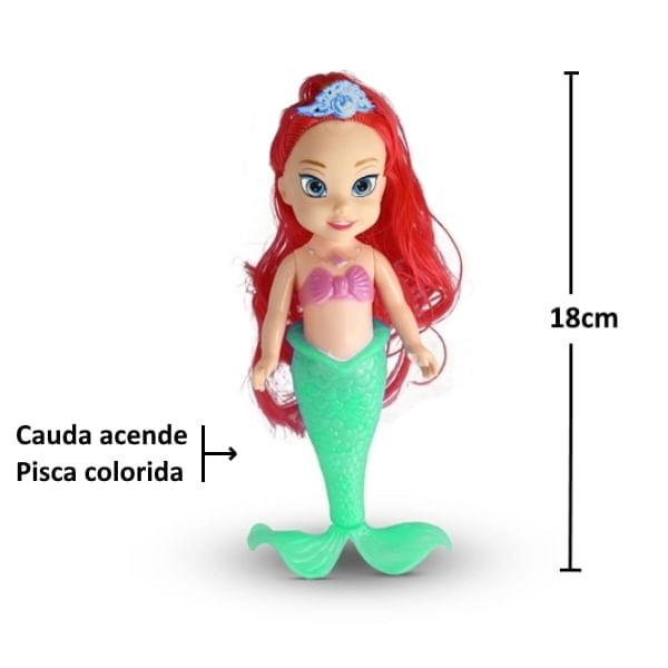 Encontraproduto.com.br - Brinquedo Boneca Ariel Sereia Com Linguado e Acessórios Verde