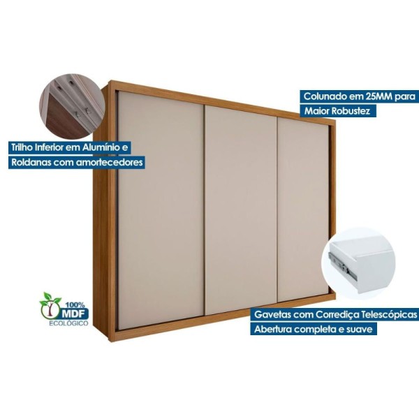 Encontraproduto.com.br - Guarda Roupa 100% Mdf 6 Gavetas Cumaru