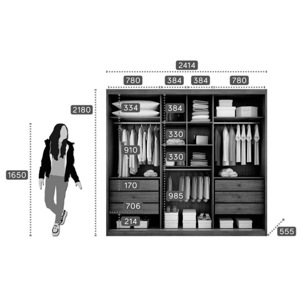 Encontraproduto.com.br - Guarda Roupa 100% Mdf 6 Gavetas Cumaru