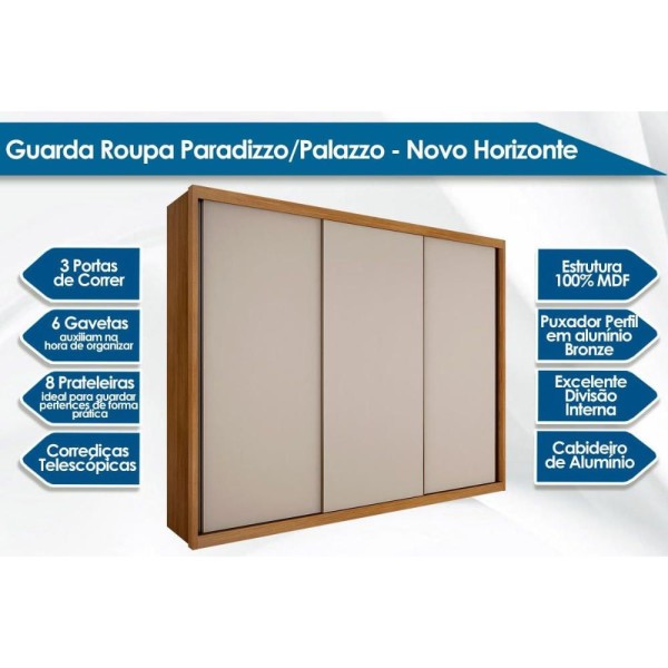 Encontraproduto.com.br - Guarda Roupa 100% Mdf 6 Gavetas Cumaru