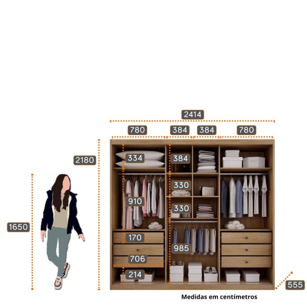 Encontraproduto.com.br - Guarda Roupa 100% Mdf 6 Gavetas Cumaru